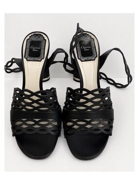 Dior tatto Black Cutout Lace-Up Heeled Sandals